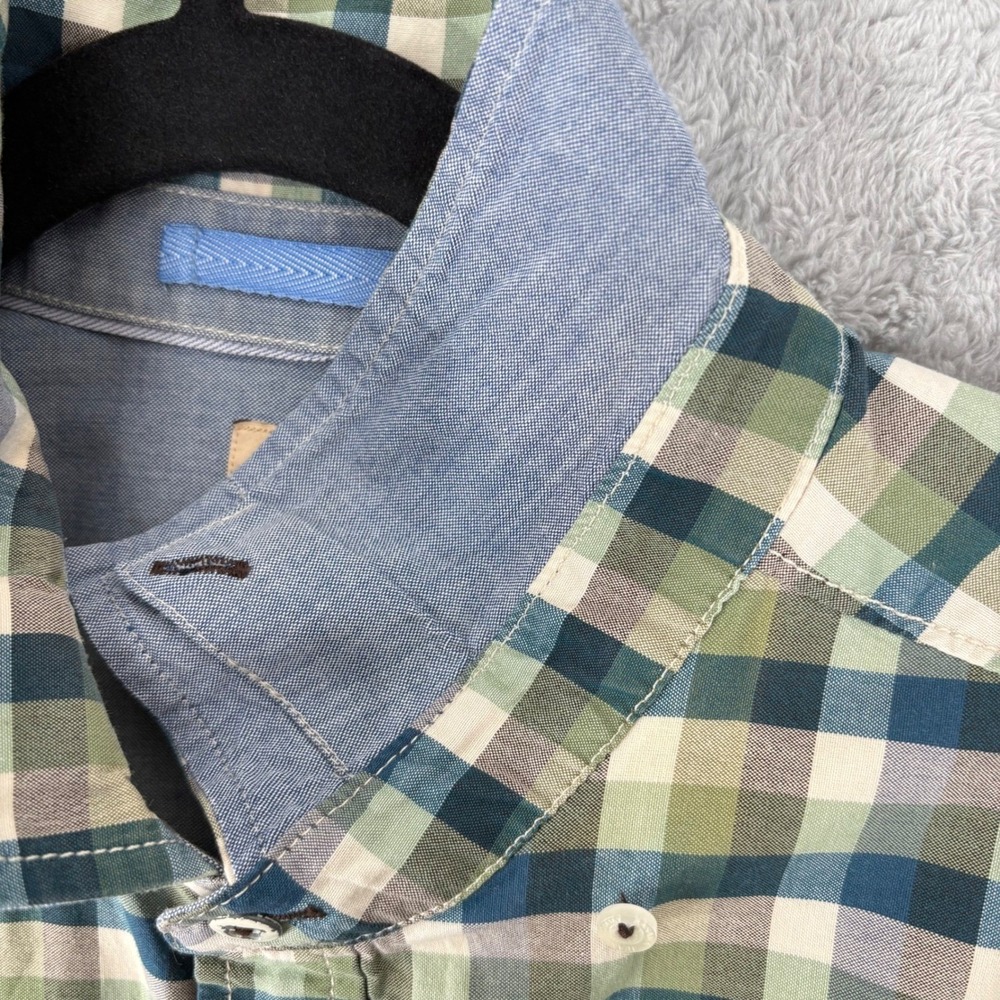 Tommy Bahama Jeans Plaid Long Sleeve Button Up Shirt Men Large Casual Green Blue - Picture 8 of 16